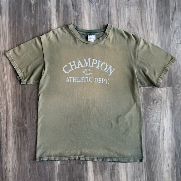 Vintage Sun Faded Gradient Champion T-Shirt Men's Size L Green WIP 1990s - Picture 2 of 7